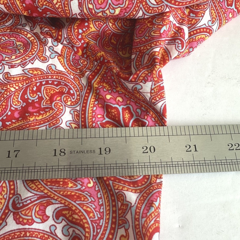 Lands End No Iron Boho Paisley Supima Cotton Button Down Shirt 10P Red Orange - Picture 7 of 10